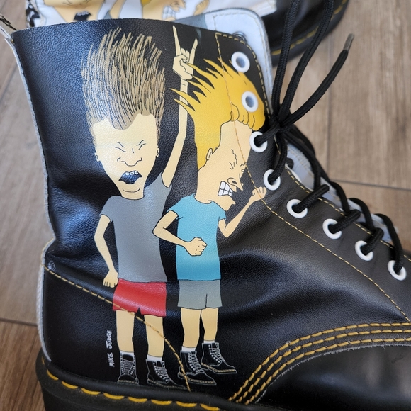 Rare Dr. Martens Beavis and Butthead Boots Pascal Black White 11 12 - Picture 9 of 12